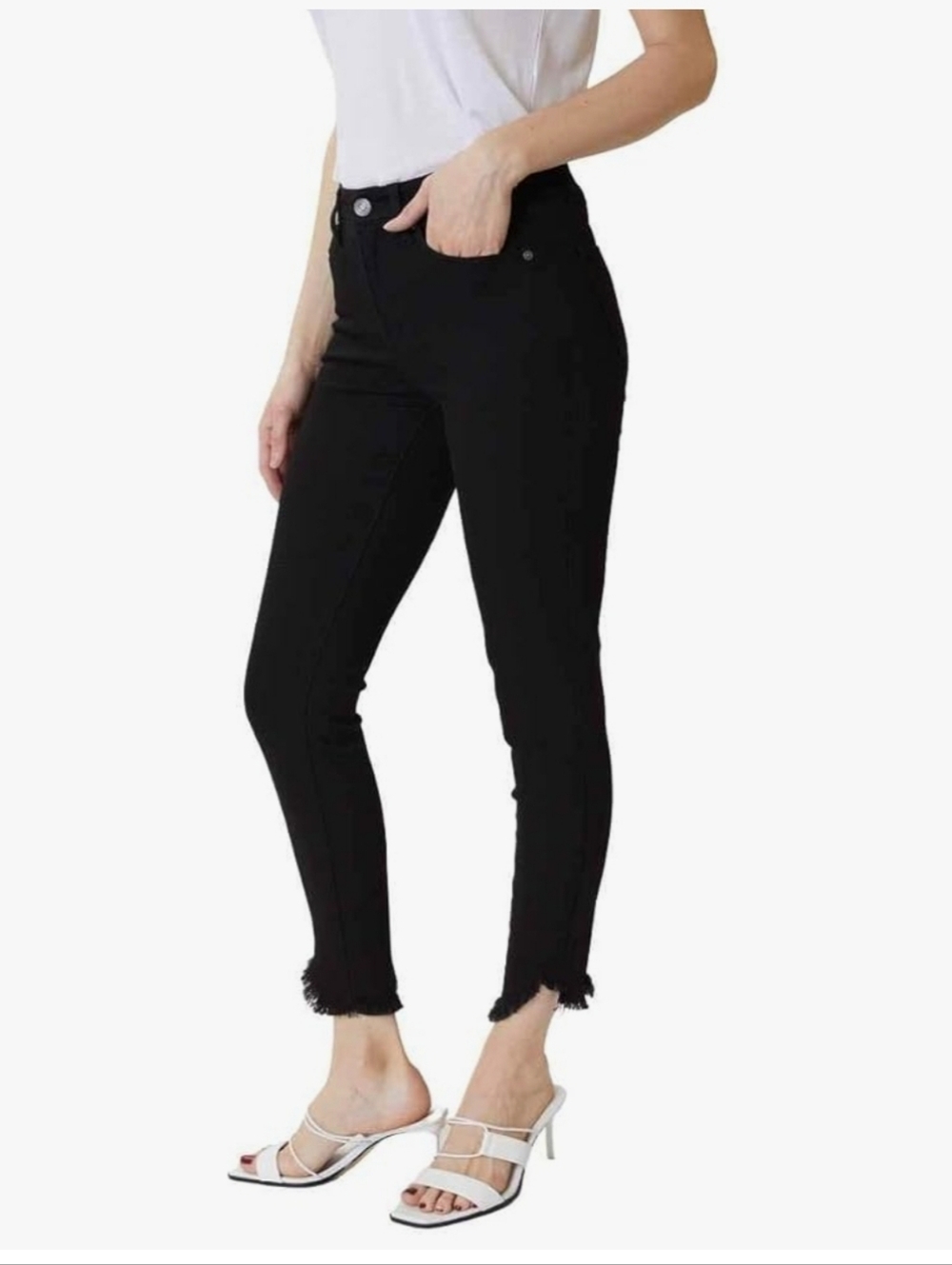 Kancan Jeans Size 15/31 Frayed Hem Ankle Black Skinny Jeans